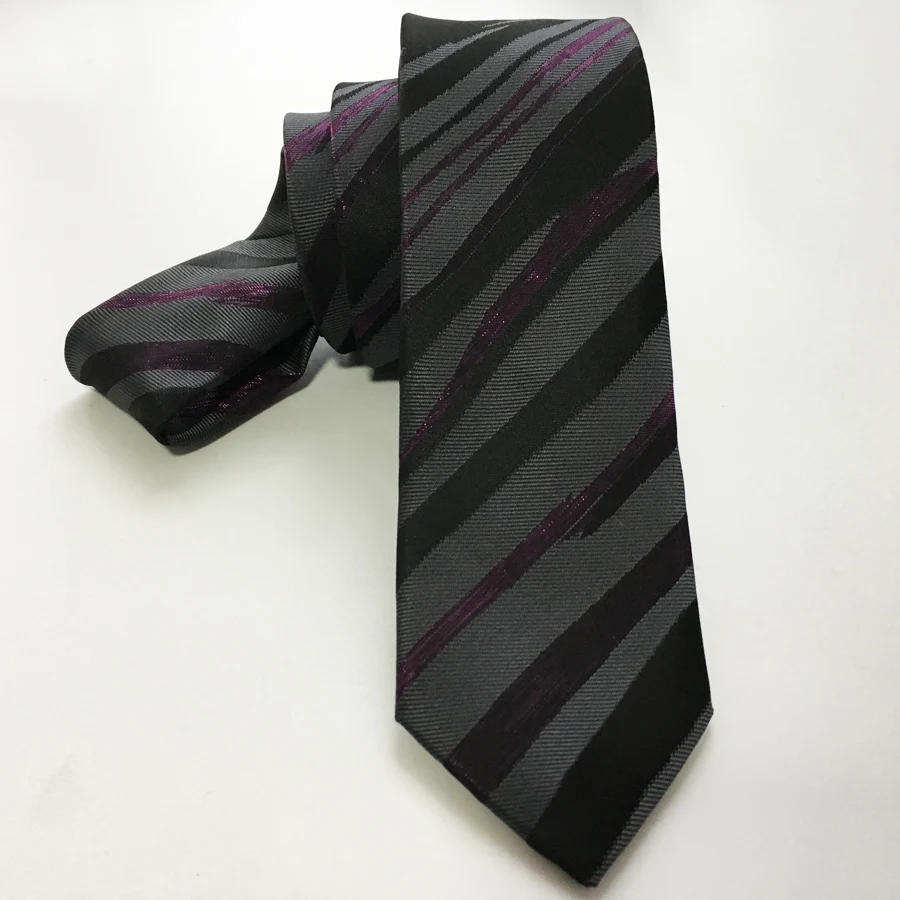 

Designer Slim Tie High Quality Woven Neck Ties Stylish Black Silver Striped Gravata Free Shipping