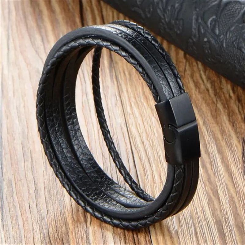 2018 модный кожаный браслет Женский Плетеный Шарм веревочная цепочка мужские