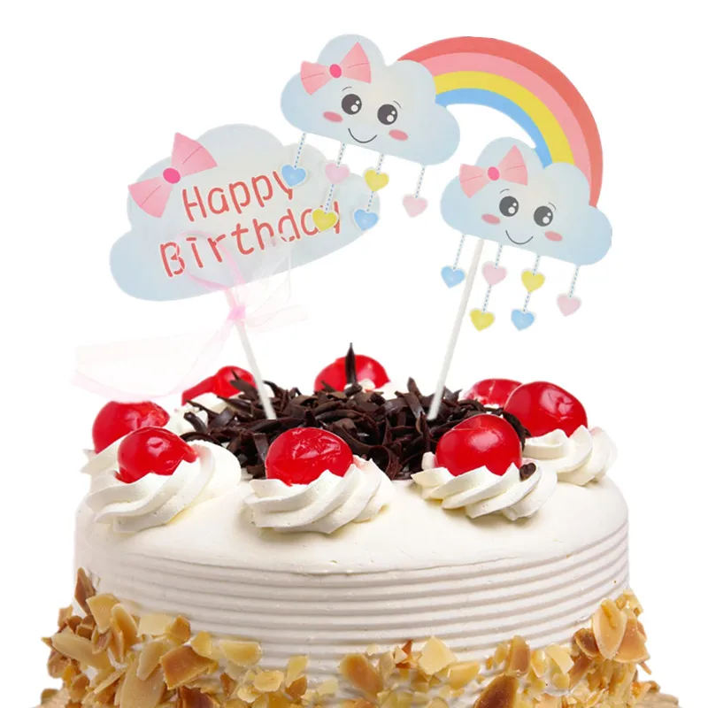 

Cake Toppers Flags Rainbow Heart Star Hot Air Balloon Cake Topper Kids Happy Birthday Wedding Baby Shower Baking Party DIY Xmas