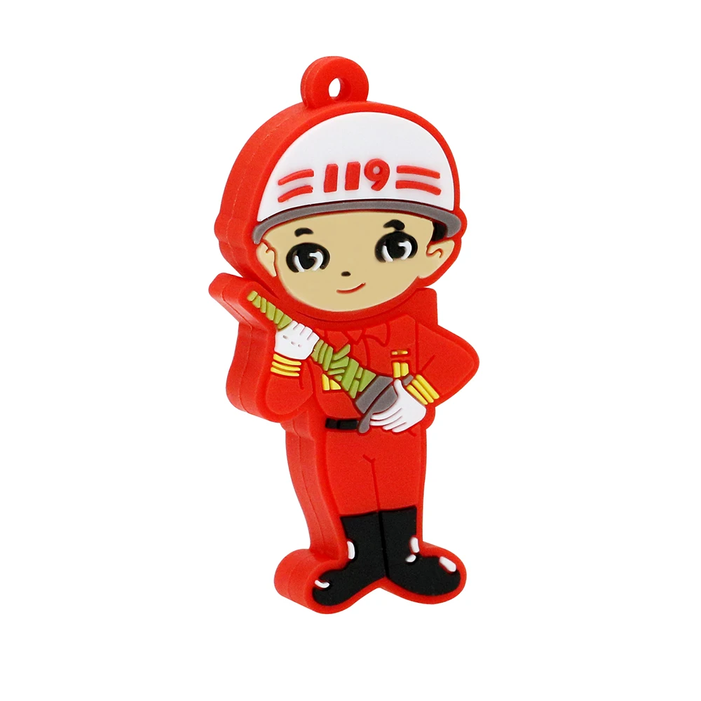 USB флеш-накопитель мультяшный пожарный 4 ГБ 8 16 32 64 128 милая карта памяти