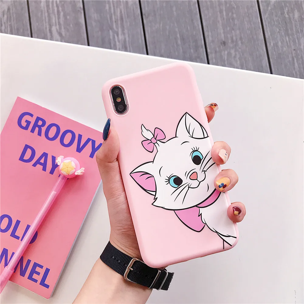 Чехол для телефона из ТПУ с мультяшным рисунком девочек marie cat розовый