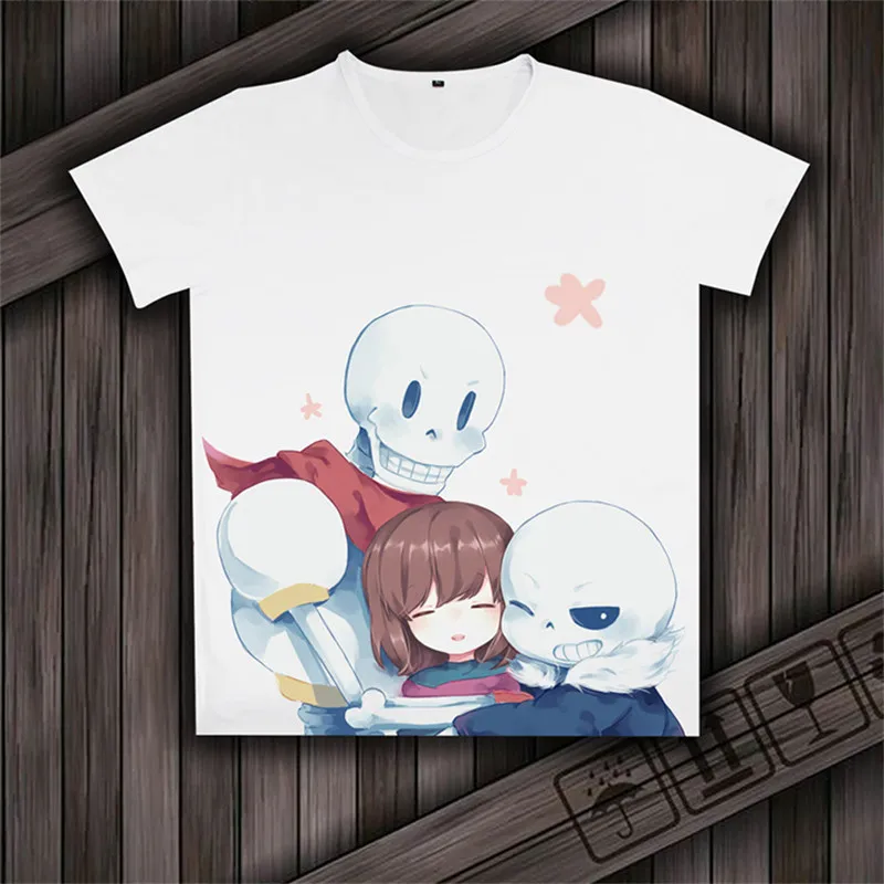 Футболка унисекс с рисунком скелета из игры Undertale Sans And Papyrus белая