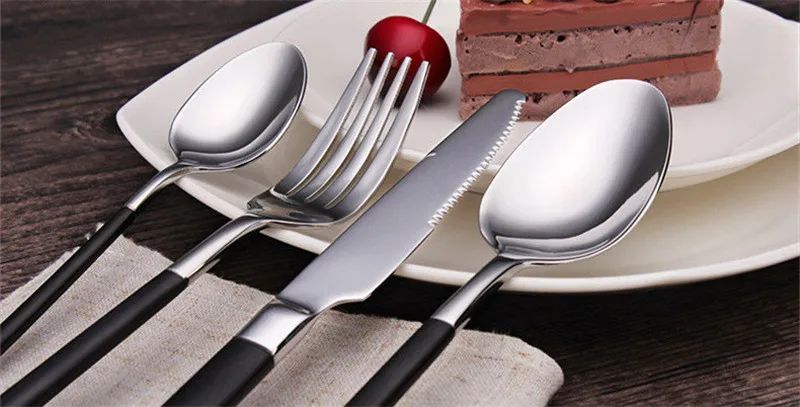 24 шт./компл. новый европейский стиль нежная посуда из нержавеющей стали столовые