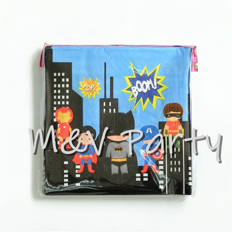 20 шт./лот одноразовая салфетка с героями мультфильма мстители для детской