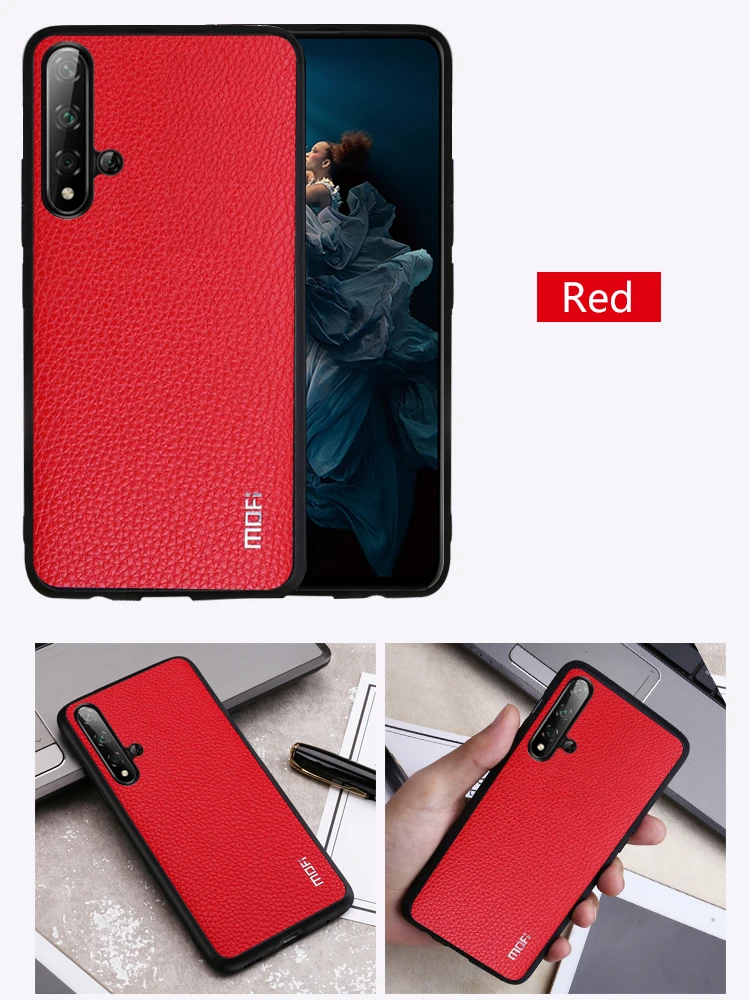 Для huawei Honor 20 чехол Mofi для huawei Honor 20 Pro чехол задняя крышка из искусственной кожи красный черный коричневый синий зернистый бизнес протектор