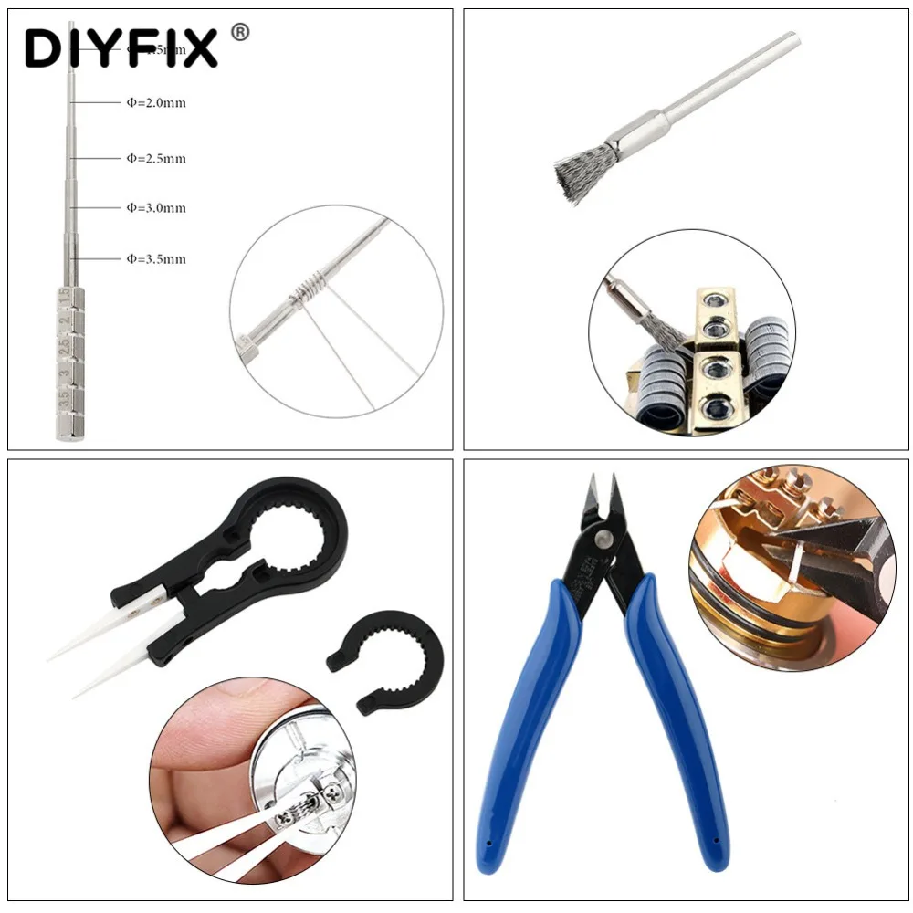 9 в 1 Vape DIY Набор инструментов сумка проволочная катушка джиг обмотка керамический Пинцет плоскогубцы для электронной сигареты RBA RDA распылитель аксессуары
