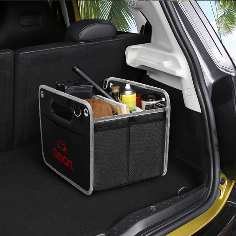 Для Smart 450 451 453 Fortwo Forfour автомобильный аксессуар с логотипом, Сетчатая Сумка, складная черная сумка для хранения, сумка из ткани Оксфорд, сумка для хранения