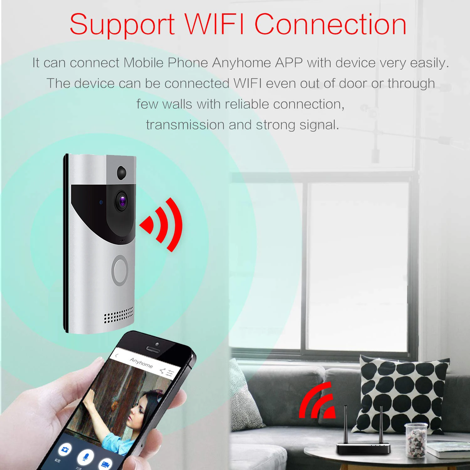 Wifi видео дверной звонок, камера, система внутренней связи, беспроводной домашний ip дверной звонок, дверной звонок, звонок, пир, 2 способа аудио, iOS, Android, на батарейках