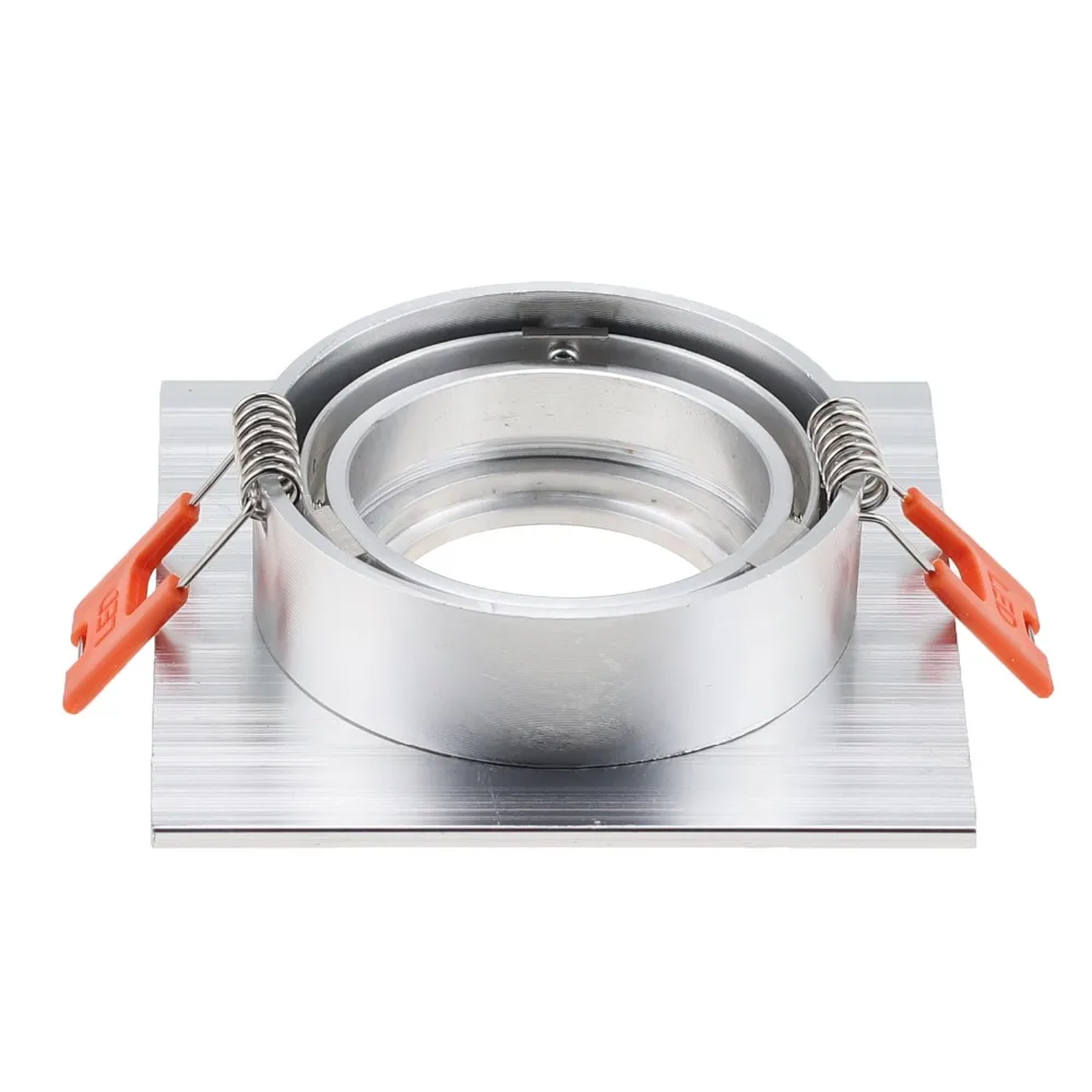 Factory Sale Aluminum Square Adjustable Silver Recessed LED Halogen Bulbs Down Light Frame MR16 GU10 LED Spotlights Fixtures