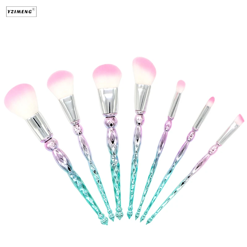 Набор розовых кистей для макияжа с единорогом и русалочкой 7 шт./компл. набор из