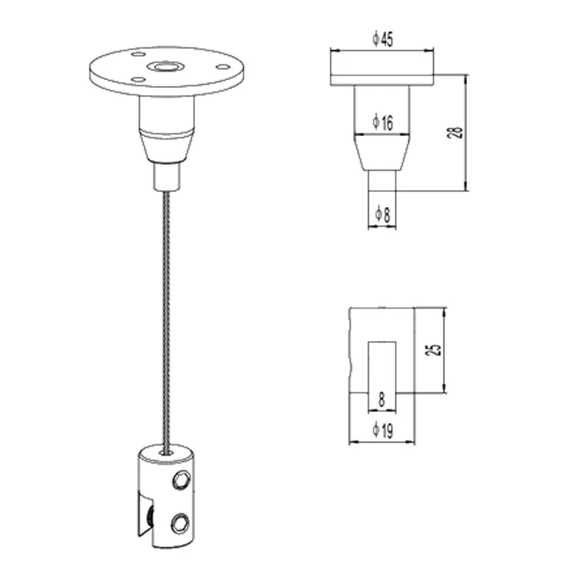 Подвесные комплекты для потолка подвесные с 2 осветительными приборами и 3 м