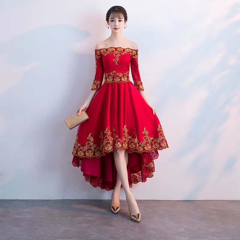 Улучшенный рукав для женщин короткий Cheongsam китайское традиционное кружево вышивка платья Новинка Мандарин Воротник Qipao Vestidos