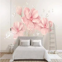 custom mural wallpaper modern minimalist pink flowers background wall