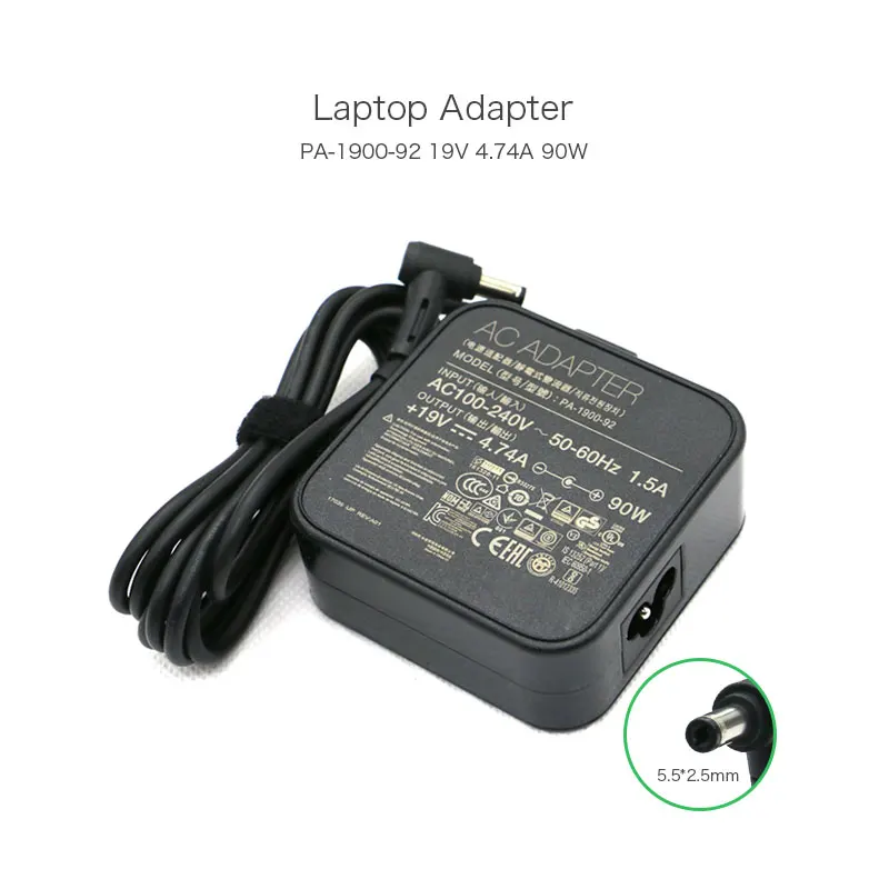 

19V 4.74A 90W PA-1900-92 ADP-90YD B Laptop Power Adapters for ASUS N55SL N75 N75E N75S N75SF U46JC U46S U46SD U46SV Notebooks