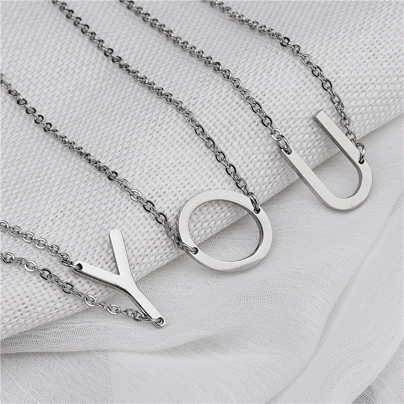 Новое поступление 26 букв ожерелье из нержавеющей стали маленький размер A-Z имя