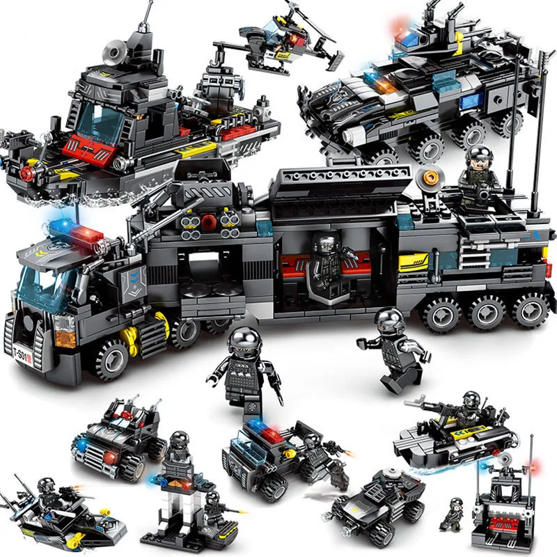 8 шт./лот LegoINGs SWAT городская полиция строительные блоки для грузовиков наборы