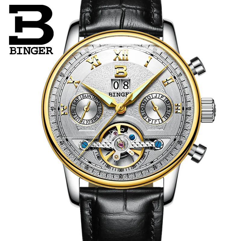 Фото Часы BINGER/2016 мужские роскошные брендовые механические часы с турбийоном модные