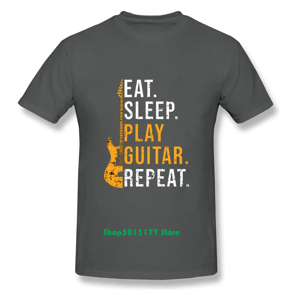 Eat sleep play guitar repeat Футболка мужская летняя хлопковая футболка с коротким рукавом