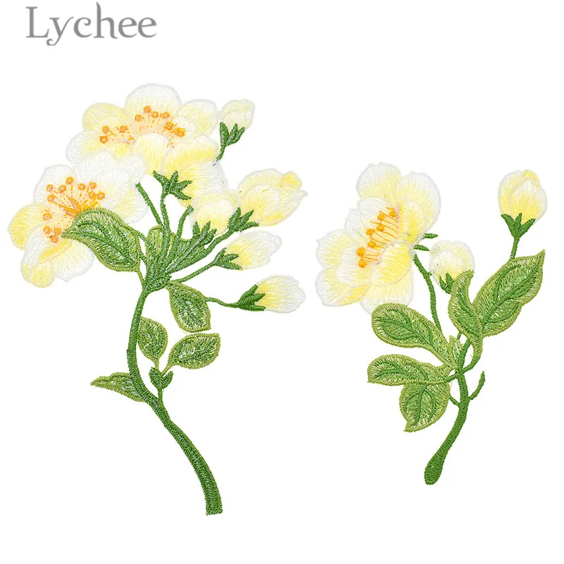 Lychee пион вышитая нашивка красочный цветочный узор искусственный материал для