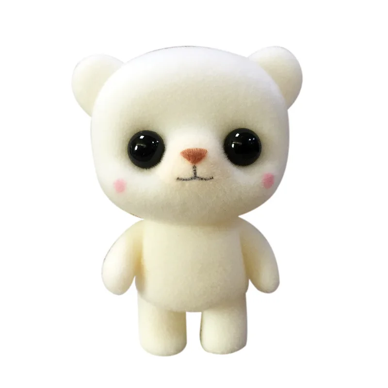 White Bear 1 шт. мини-флокированные кукольные игрушки Маленький милый медведь панда форма большие глаза изысканные куклы декор для девочек и мальчиков подарок на Рождество и день рождения - Цвет: White Bear