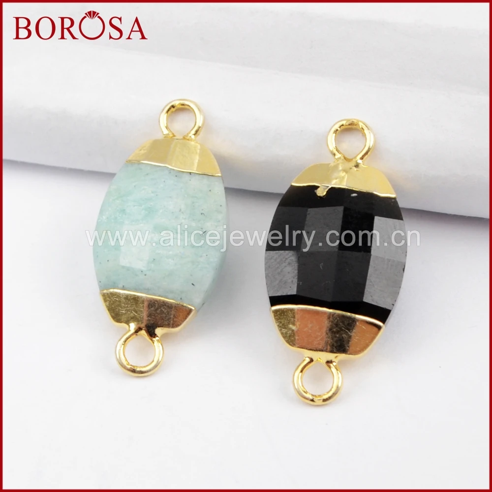 BOROSA 10 шт овальной формы многоцветные граненые камни золотой разъем для
