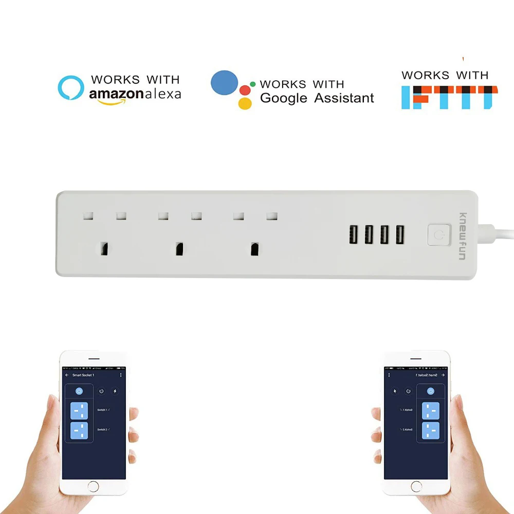 

Умная розетка Knewfun с Wi-Fi, 4 USB-порта и 3 USB-портами