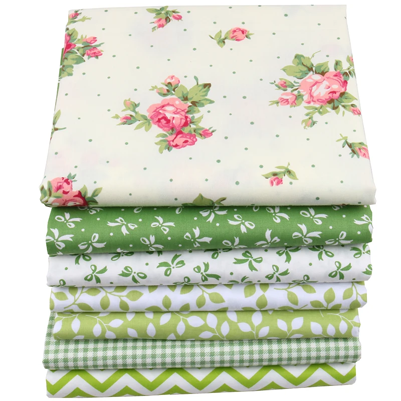 Nanchuang зеленые листья саржа хлопчатобумажная ткань Лоскутная Ткань для шитья