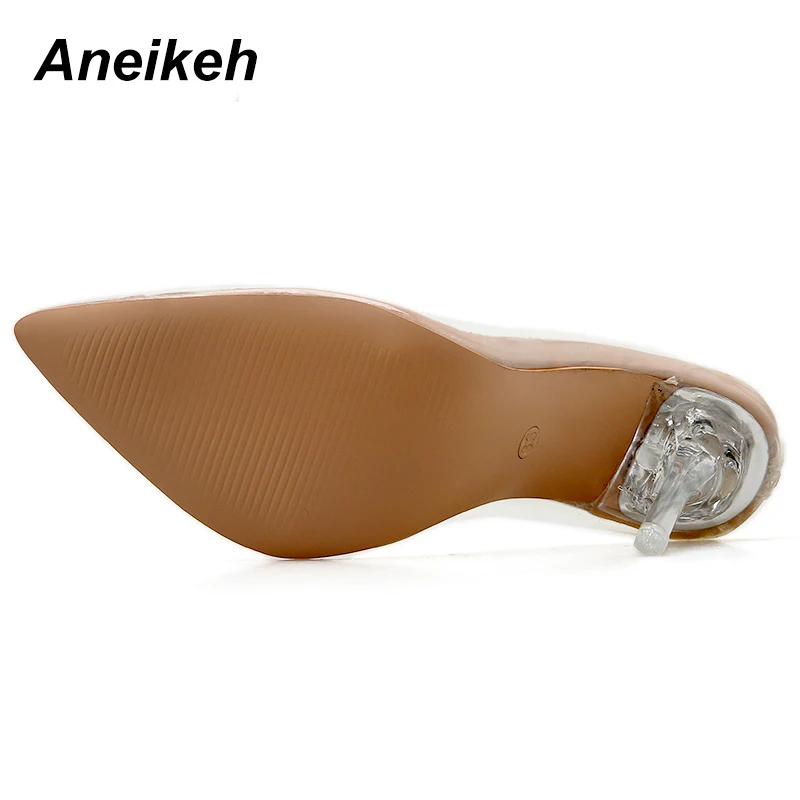 Aneikeh/сезон весна-лето; прозрачный пластиковый прозрачный ПВХ; Туфли-лодочки; Клубная обувь для вечеринок; модные пикантные вечерние женские туфли на высоком каблуке