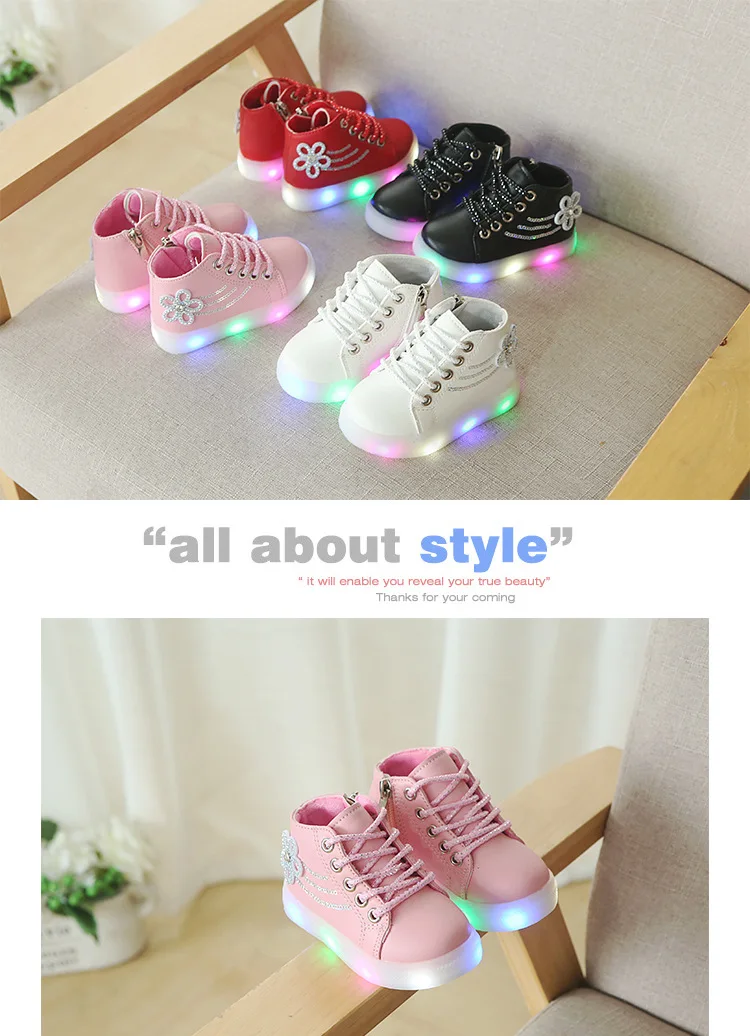Популярная детская лампа; детские ботинки; сезон осень; для детей от 1 года до 4 лет; в Корейском стиле; Люминесцентная обувь для девочек на плоской подошве; обувь с бабочкой для девочек; обувь для вспышки; C354