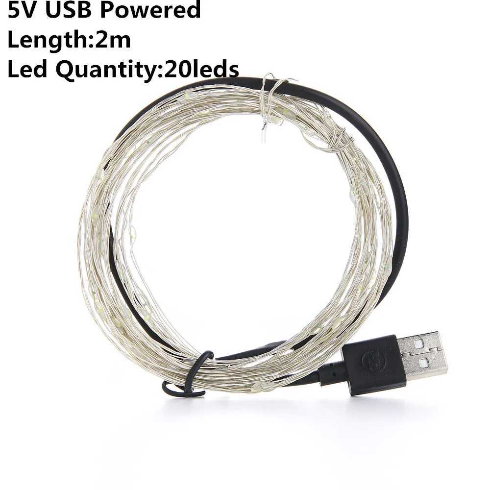 one mode 2m 20led USB 8 Modes 10M 100 LED String Light Christmas Waterproof Copper Wire LED String Fairy Light Battery Powered Remote Control - Испускаемый цвет: one mode 2m 20led