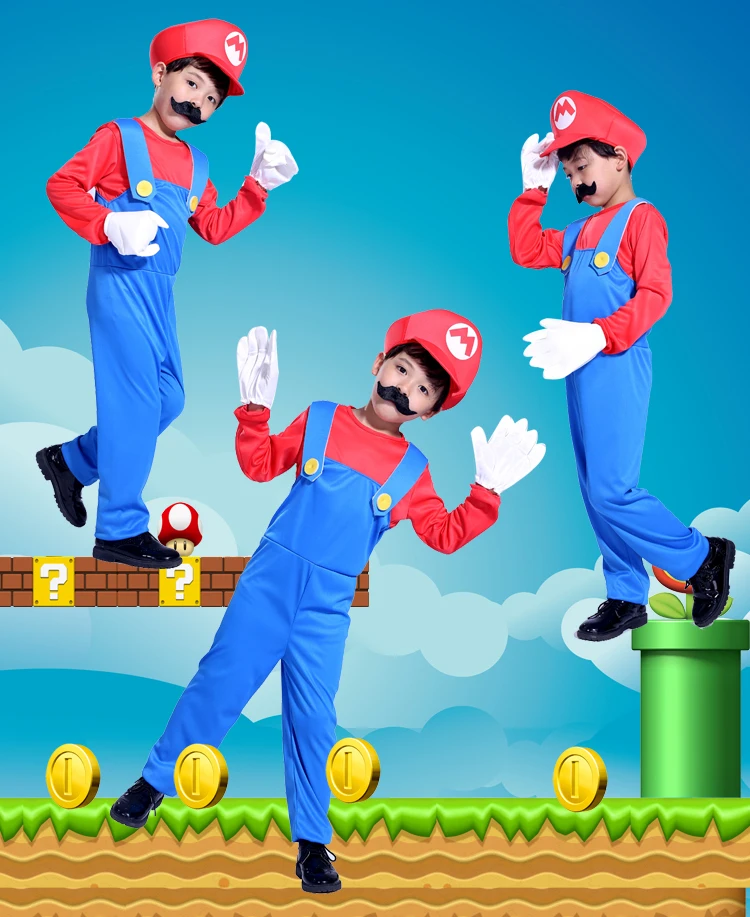 Косплей взрослых и детей Супер Марио Bros Косплей танцевальный костюм набор Дети Хэллоуин вечерние Марио и костюм Луиджи для детей