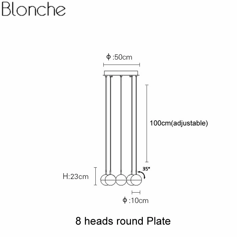 8 Heads Round Plate Скандинавские Хрустальные стеклянные шаровые подвесные светильники, Золотой светодиодный современный подвесной светильник для дома, гостиной, лофт, промышленный декор, светильник, светильники - Цвет корпуса: 8 Heads Round Plate