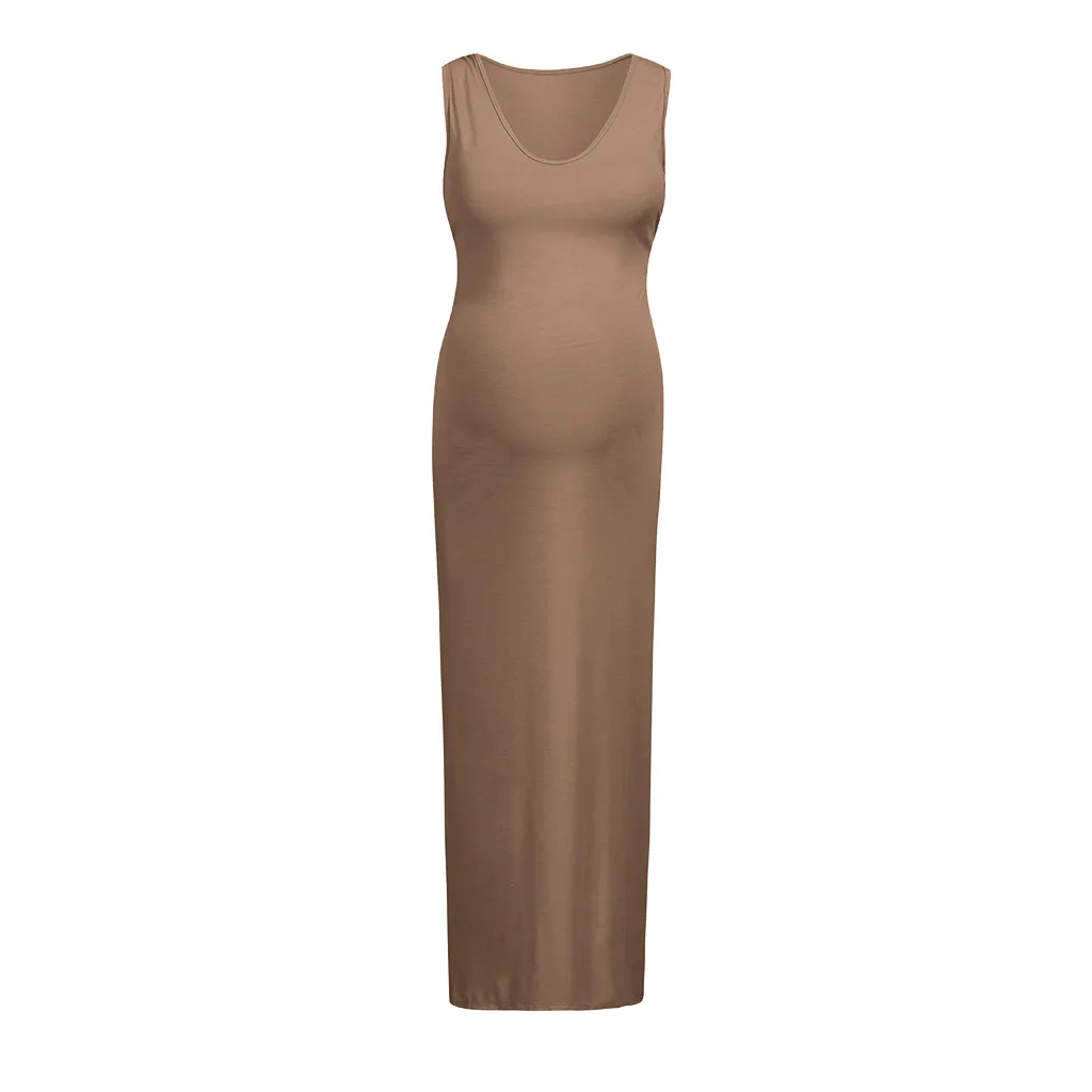 Women Solid Pregnant Maternity Gown Props Bodycon Casual Pregnancy Dress long Vestido Gestante Com Manga | Мать и ребенок