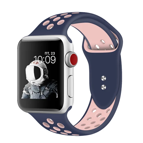 Midnight blue powder EIMO Correa для наручных часов Apple Watch, ремешок 42 мм, 38 мм, Версия 44/40 мм наручных часов iwatch серии 4, версия 1, 2, 3, ремешок Nike спортивный ремешок для часов Силиконовый Браслет наручный ремень ремешок для часов - Цвет ремешка: Midnight blue powder