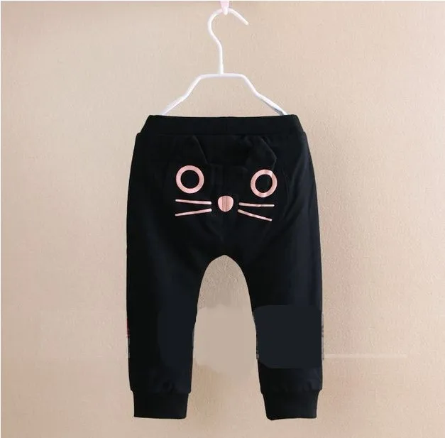 2019 Spring autumn Cotton Boys Girls Pants Kids Baby Kitten pocket Leggings 3D Cat Lovely Harem Trousers Children clothes | Детская