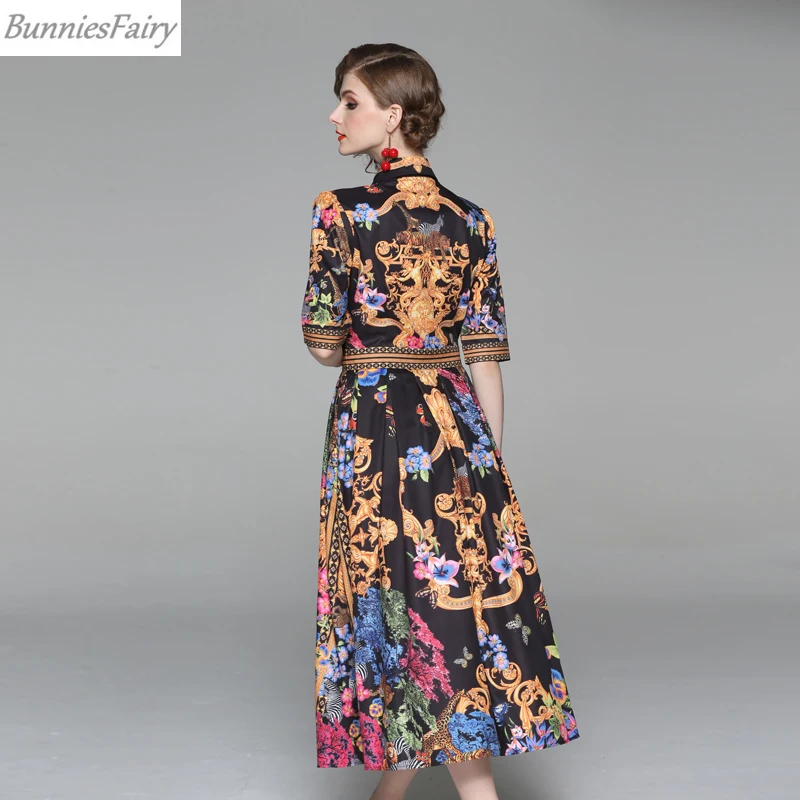 BunninesFairy 2019 новые летние для женщин Стильный Королевский Винтаж принт короткий