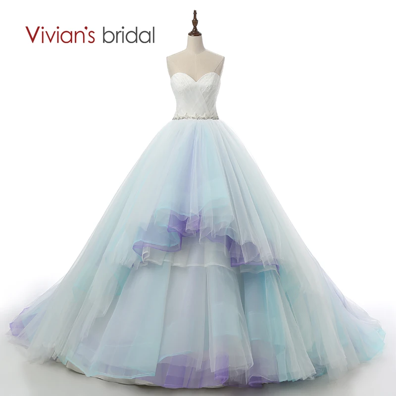Vivian's Bridal Sexy Новое поступление красочные синие и белые свадебные платья бальное