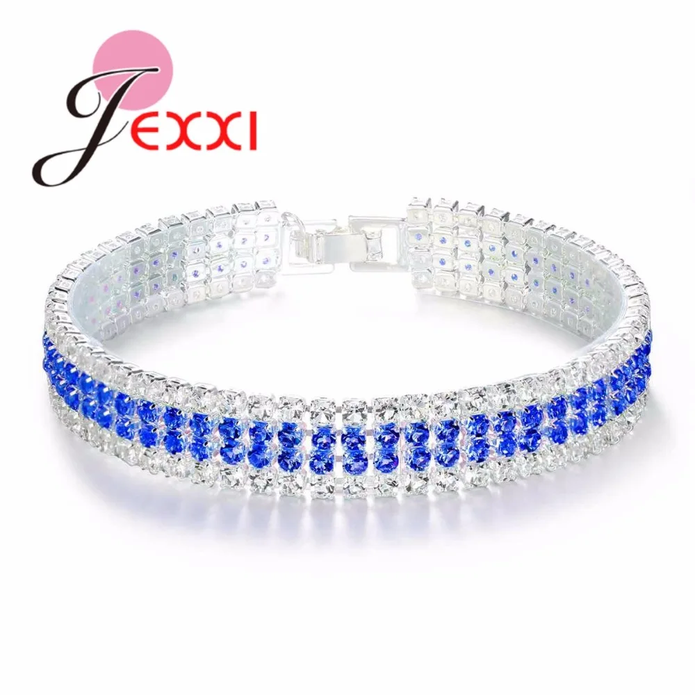 5 Colors Luxury 925 Sterling Silver Bracelets For Women AAA Cubic Zircon Charm Bracelet Bangles Wedding Party Jewelry | Украшения и