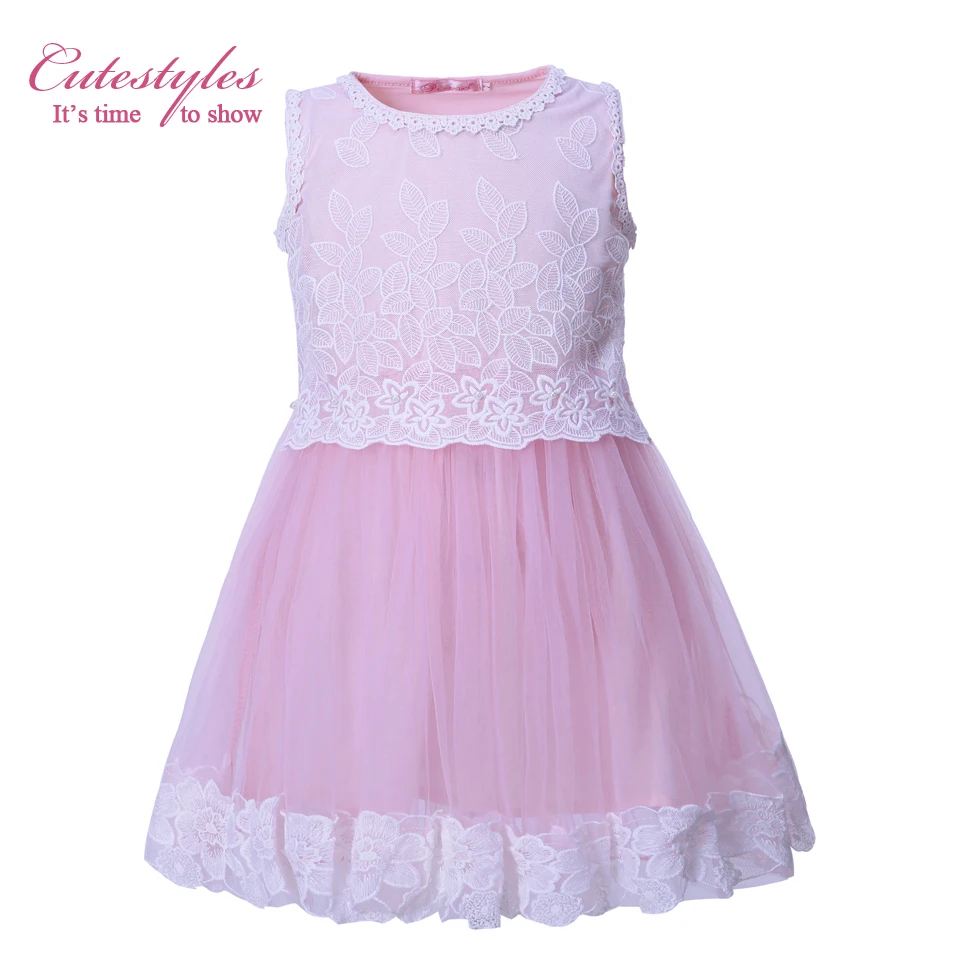Cutestyles Summer Girl Pink Cotton Dress Flower Princess Girls Dresses Children Birthday Party Outfits 3-7Y Casual GD50325 | Детская