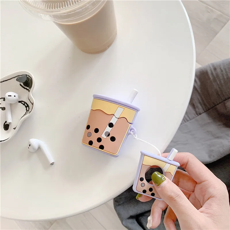 Чехол для AirPods с забавными рисунками из мультфильмов бутылка чая и напитков