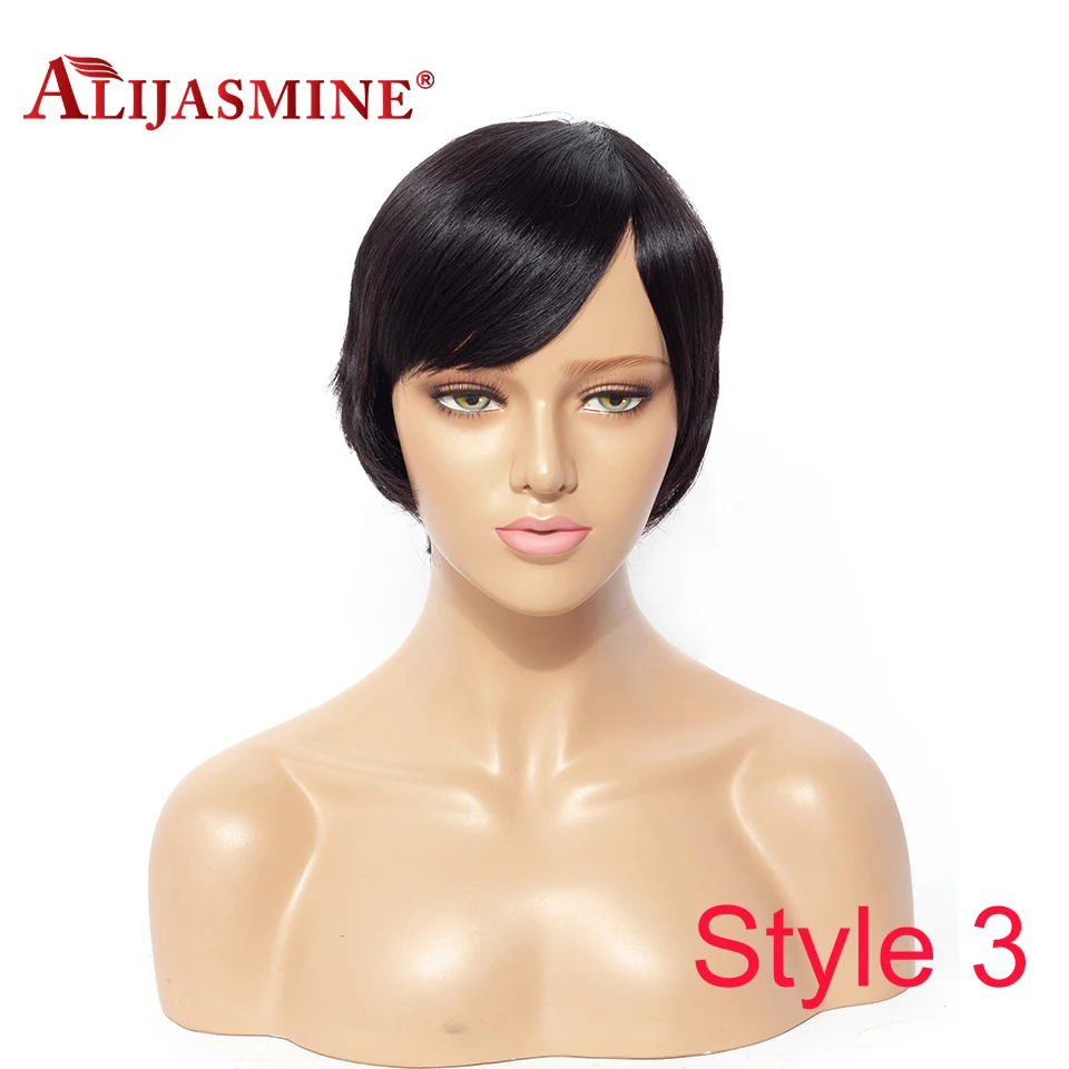 6 inch Short Wigs For Women Brazilian Remy Hair Machine Made Wig 4 Styles Free Shipping | Шиньоны и парики