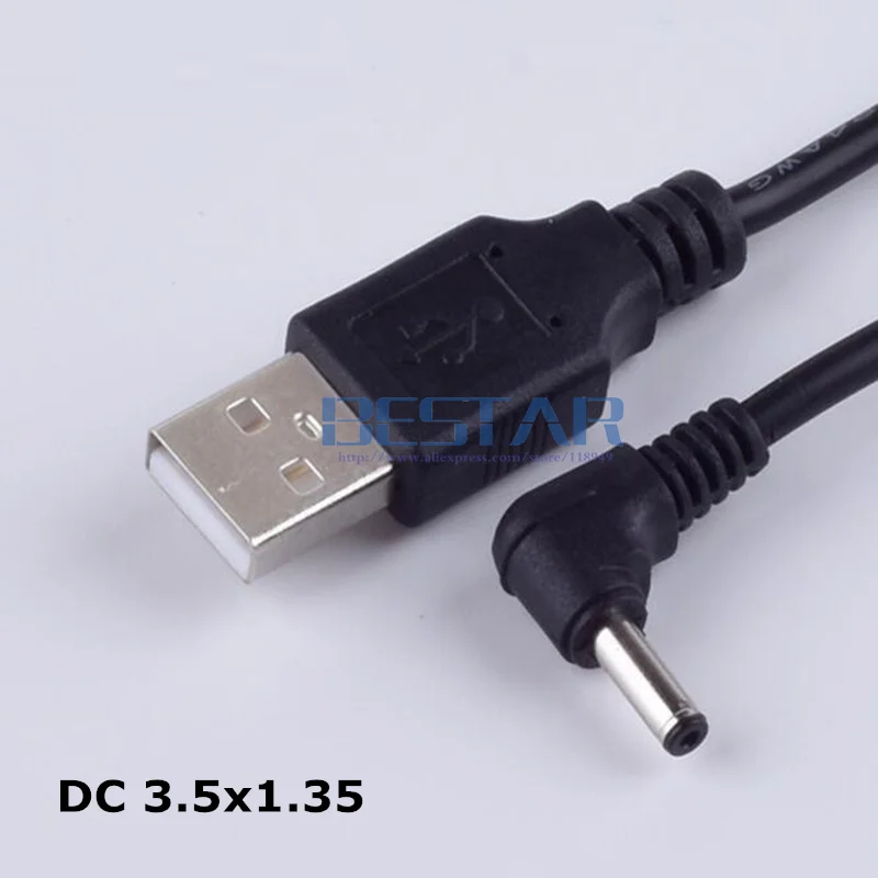 200pcs/lot DC power plug USB convert to 3.5*1.35mm/DC 35135 L Shape Jack 3.5 mm x 1.35 mm 3.5x1.35mm right angle charging cable