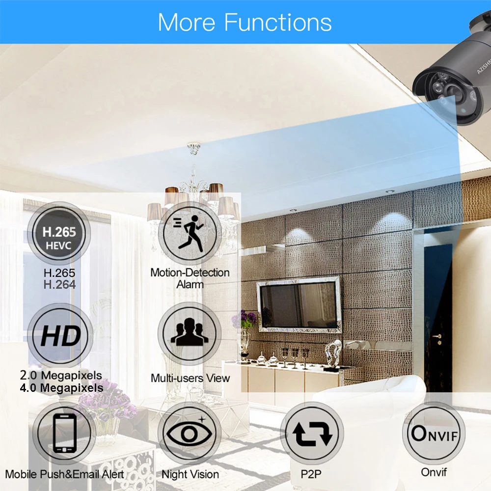 IP-камера H.265/H.264 2 МП F22 4 OV4689 25fps 12 В/48 В PoE датчик движения IP66 металлическая наружная