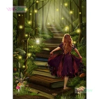 forest book road girl5d diamond cross stitch kits full mosaic diy embroidery diamond painting wall room decoration wg216
