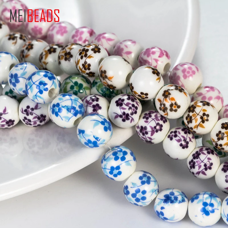 MEIBEADS 10 мм разноцветные Круглые формы глазури керамические бусины ювелирные