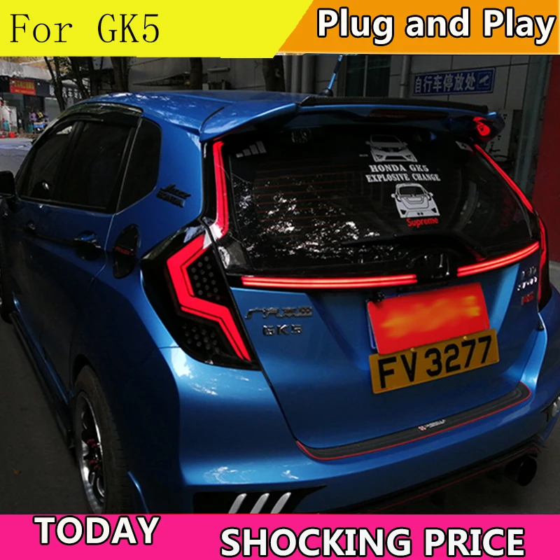 Автомобильный Стайлинг задние фонари для Honda Jazz Fit 2014-2018 светодиодные