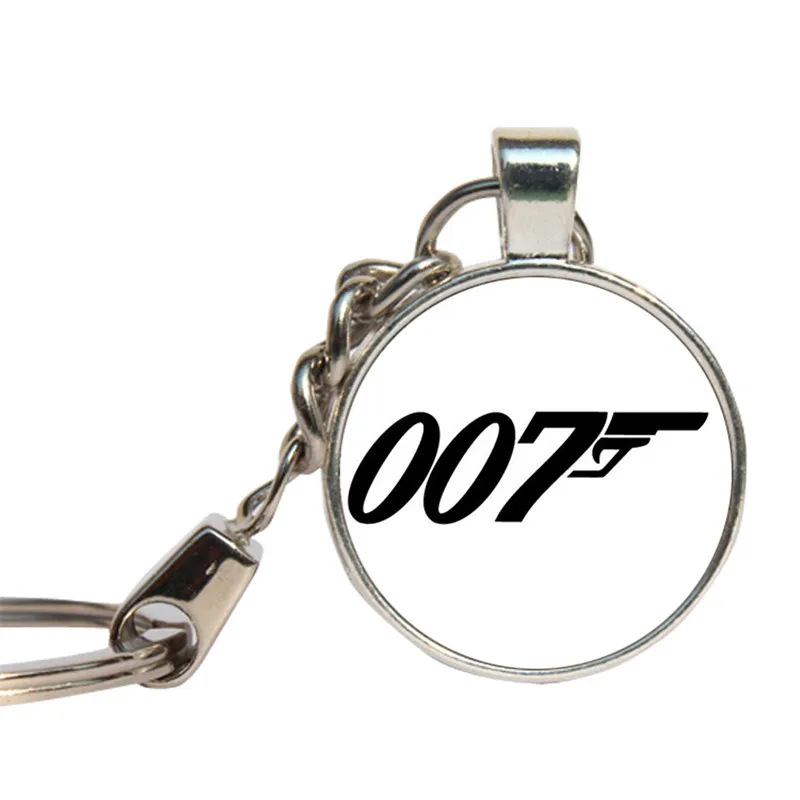 James Bond 007 брелок со стеклянным кабошоном подарки для мужчин кольцо ключей