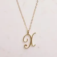 Small letter Label Simple Initial Logo alphabet X Necklace Name Symbol English Initials Letters Charm Pendant Jewelry