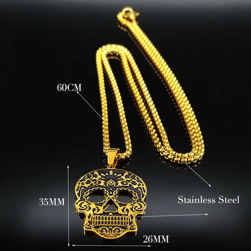 2021 модное ожерелье из нержавеющей стали с черепом для мужчин ожерелья черного и