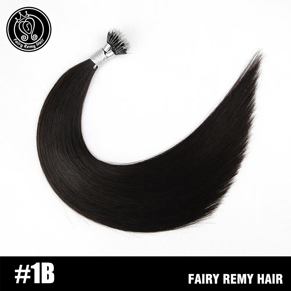 # 1B Фея remy волосы 0,8 г/локон 18 дюймов Remy микро бусины человеческие волосы для наращивания Европейский темно-коричневый блонд пианино нано-Кольца для волос 50 шт - Цвет: # 1B